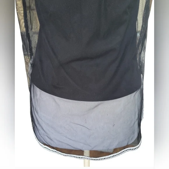 Alfani Sheer Black Layered Tank Top with White Embroidery Sz S/P - Picture 6 of 9